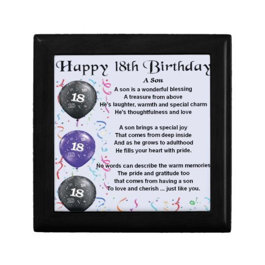 SohnGedicht18. Geburtstag Erinnerungskiste Zazzle.de
