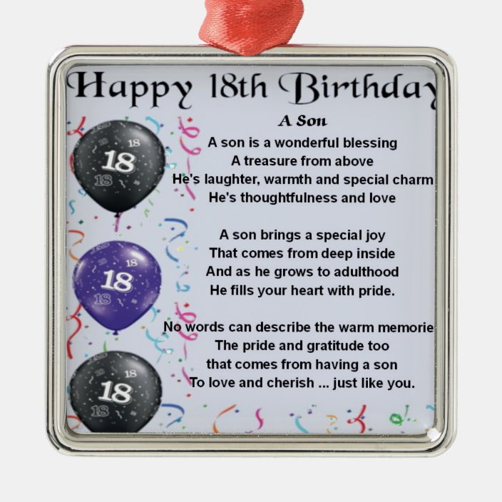 SohnGedicht18. Geburtstag Silbernes Ornament Zazzle.de