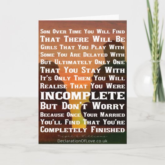 Sohn Hier ist ein väterlicher Rat Karte (Vorderseite)