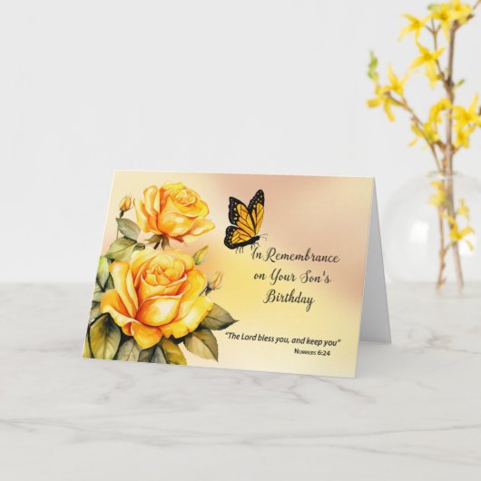 Sohn in Erinnerung an seine religiösen Rose am Geb Karte (Gelbe Blume)