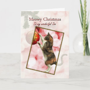 Sohn, Meowy Weihnachten mit einer spielerischen Ka