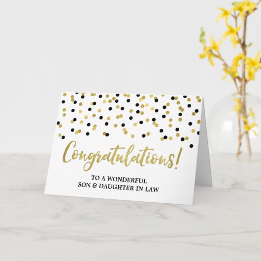 Sohn-u. Schwiegertochter-Glückwunsch-schwarzes Karte (Gelbe Blume)
