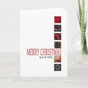 Sohn und Ehefrau Frohe Weihnachtskarte Feiertagskarte