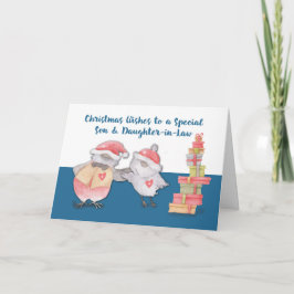 Sohn und Tochter im Jura Niedliche Weihnachtsgebur Karte