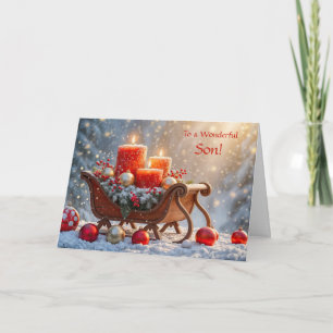 Sohn Weihnachtsfeiertagsdekorationen im beleuchtet Karte