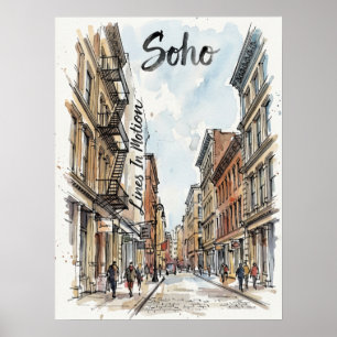 Soho-Architektur-Skizze Manhattan Poster