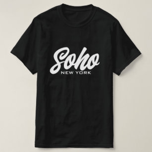 Soho New York, schwarzweiße Schriftzeichen T-Shirt