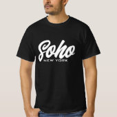 Soho New York, schwarzweiße Schriftzeichen T-Shirt (Vorderseite)