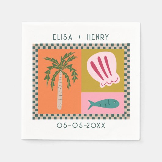 Soiree WEDD Verlobung Moderne KUSTOM Serviette (Vorderseite)