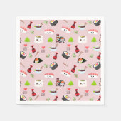 Soja in Liebe niedlich hellrosa Kawaii Sushi Serviette (Vorderseite)