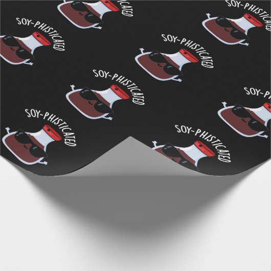 Soja-raffinierte Funny Soy Sauce Pun Dark BG Geschenkpapier (Ecke)