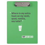 Sojabohnenöl Latté Klemmbrett (Vorderseite)