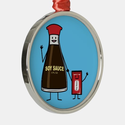 Sojasoßen-Flaschen-Paketkinderkinderwürze- Asiat Silbernes Ornament (Rechts)