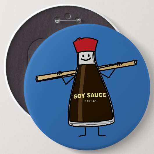 Sojasoßen-Flaschenwürze- Asiatsessstäbchen Button (Vorne & Hinten)