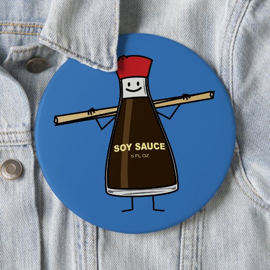 Sojasoßen-Flaschenwürze- Asiatsessstäbchen Button (Beispiel)