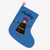 Sojasoßen-Flaschenwürze- Asiatsessstäbchen Großer Weihnachtsstrumpf (Vorderansicht (hängend))