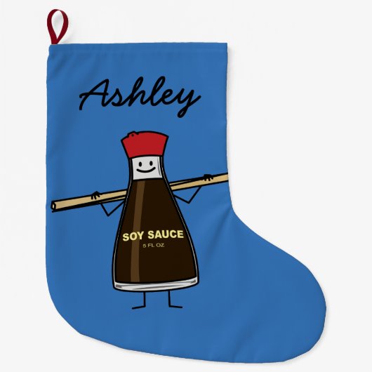 Sojasoßen-Flaschenwürze- Asiatsessstäbchen Großer Weihnachtsstrumpf (Vorderseite)