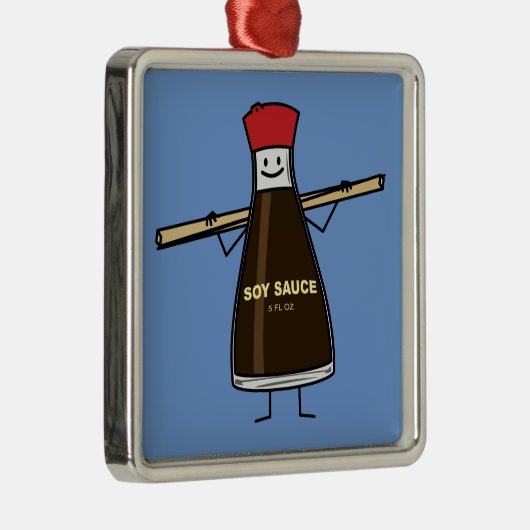 Sojasoßen-Flaschenwürze- Asiatsessstäbchen Silbernes Ornament (Rechts)