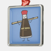 Sojasoßen-Flaschenwürze- Asiatsessstäbchen Silbernes Ornament (Links)