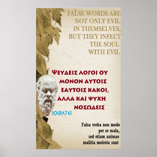 Sokrates berühmtes Zitat - Falsche Wörter Poster (Vorne)