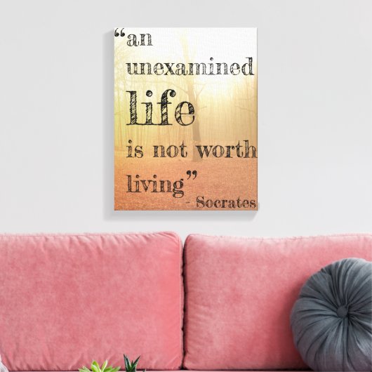 Sokrates' Leinwand "Unexamined Life" (Herbst) (Insitu (Wohnzimmer))