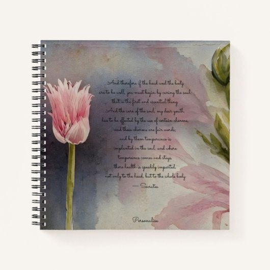 Sokrates Soul Health Quote Rosa Blume Journal Notizblock (Vorderseite)