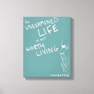 Sokrates' Zitat-Leinwand "Unexamined Life" (Blau) Leinwanddruck