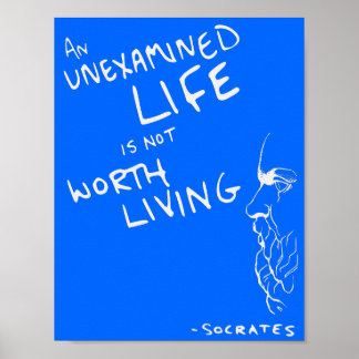 Sokrates' Zitat-Poster "Unexamined Life" (Blau) Poster