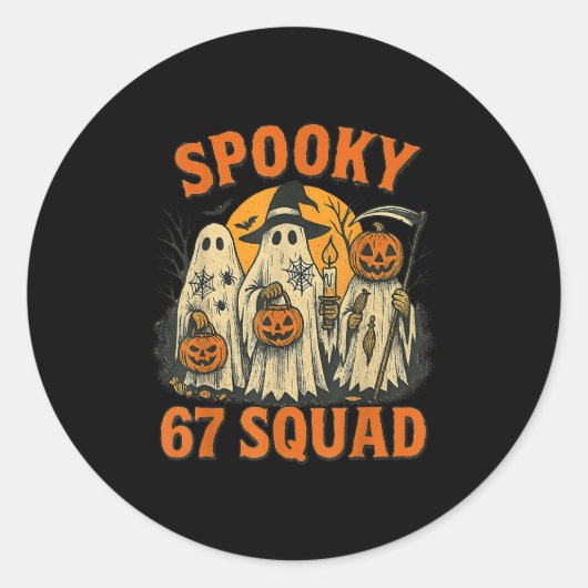 Soky 67 Squad Funny Halloween Ghost 6 7 Six Seven Runder Aufkleber (Vorderseite)