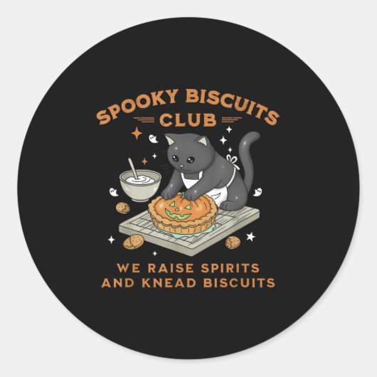 Soky Biscuits Club Black Cat Pumpkin Halloween Bak Runder Aufkleber (Vorderseite)
