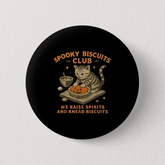Soky Biscuits Club Cat, Funny Cat Ghost Halloween  Button (Vorderseite)