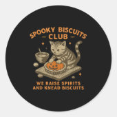 Soky Biscuits Club Cat, Funny Cat Ghost Halloween Runder Aufkleber (Vorderseite)