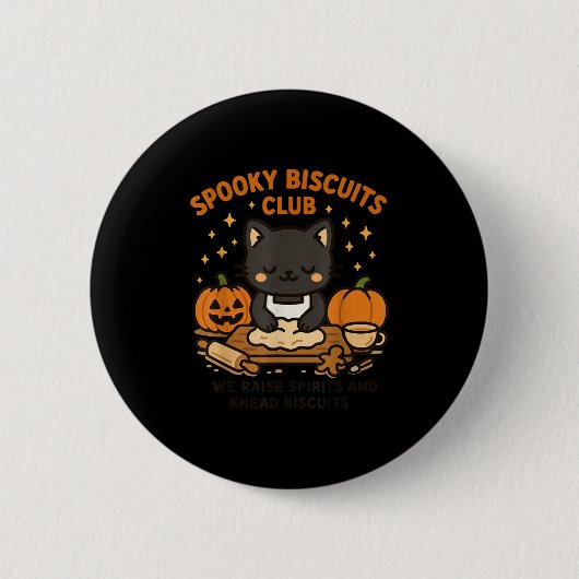 Soky Biscuits Club Cat Funny Halloween Baking Tee  Button (Vorderseite)