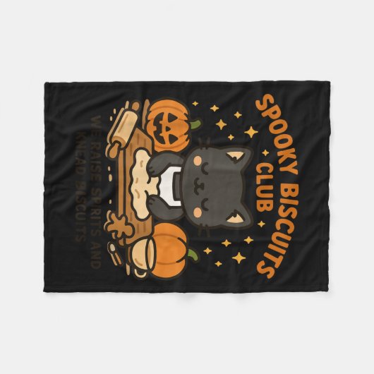 Soky Biscuits Club Cat Funny Halloween Baking Tee Fleecedecke (Vorderseite (Horizontal))