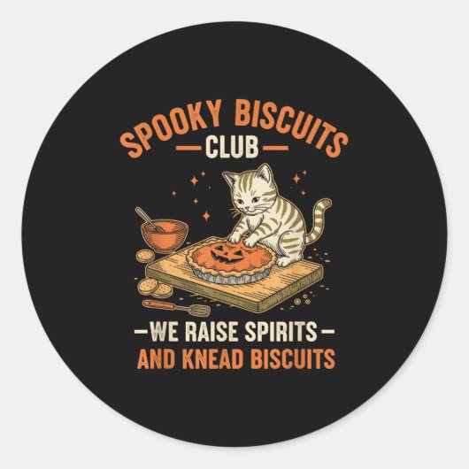 Soky Biscuits Club Funny Halloween Cat Baking Runder Aufkleber (Vorderseite)