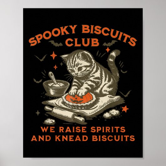 Soky Biscuits Club Katze, Lustiges Halloween-Backe Poster (Vorne)