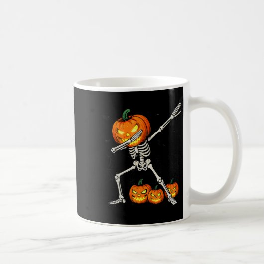 Soky Dabbing Kürbiskopf Skelett Halloween Skele Kaffeetasse (Rechts)