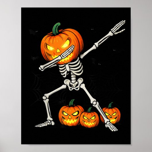 Soky Dabbing Pumpkin Head Skeleton Halloween Skele Poster (Vorne)