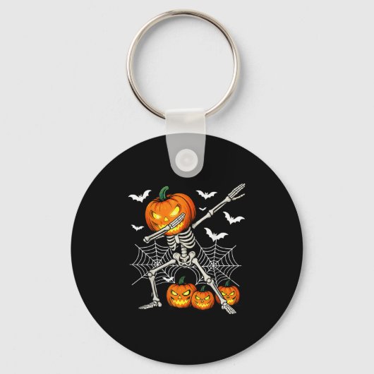 Soky Dabbing Pumpkin Head Skeleton Halloween Skele Schlüsselanhänger (Vorderseite)