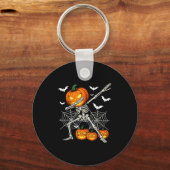 Soky Dabbing Pumpkin Head Skeleton Halloween Skele Schlüsselanhänger (Vorderseite)