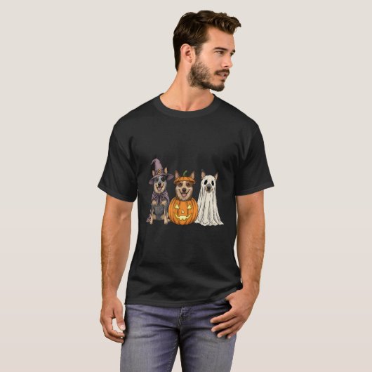Soky Geist Blue Heeler Kürbis Halloween Hunde Lieb T-Shirt (Vorne ganz)