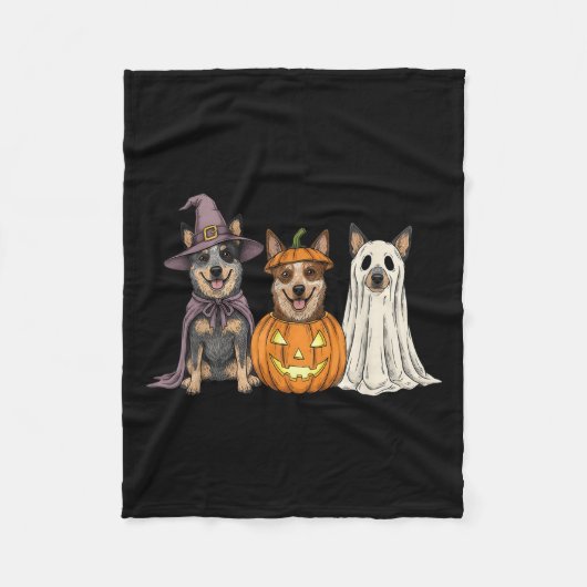 Soky Ghost Blue Heeler Pumpkin Halloween Dog Lover Fleecedecke (Vorderseite)