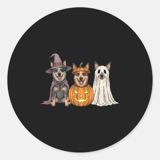 Soky Ghost Blue Heeler Pumpkin Halloween Dog Lover Runder Aufkleber (Vorderseite)