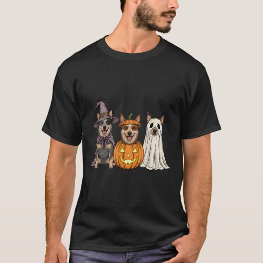 Soky Ghost Blue Heeler Pumpkin Halloween Dog Lover T-Shirt (Vorderseite)