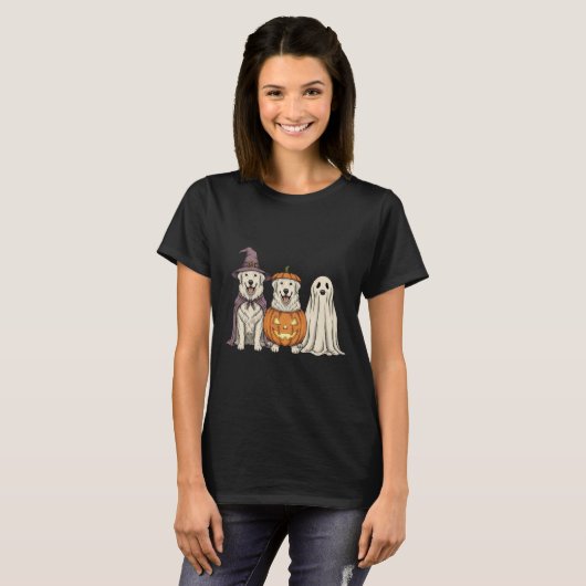 Soky Ghost Great Pyrenees Kürbis Halloween Hund Lo T-Shirt (Vorne ganz)