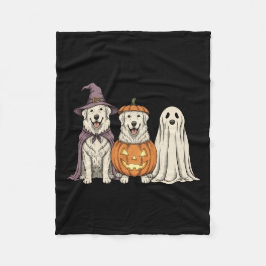 Soky Ghost Great Pyrenees Pumpkin Halloween Dog Lo Fleecedecke (Vorderseite)
