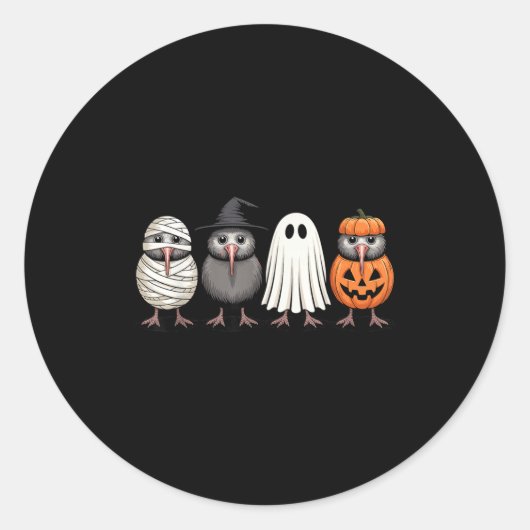 Soky Ghost Kiwi Bird Pumpkin Halloween Skeleton Runder Aufkleber (Vorderseite)