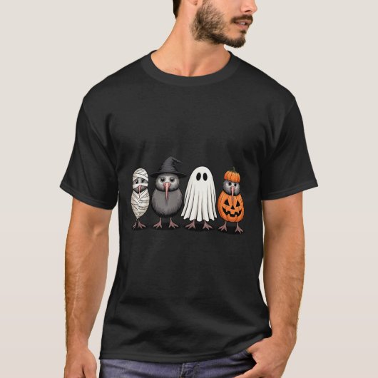 Soky Ghost Kiwi Bird Pumpkin Halloween Skeleton  T-Shirt (Vorderseite)