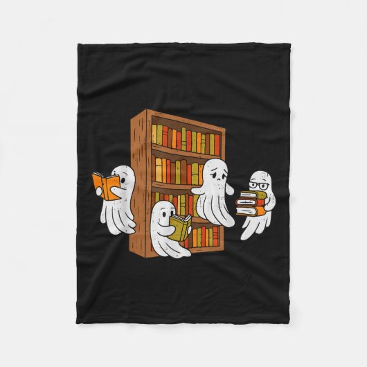 Soky Ghost Reading Books Halloween Library Bookwel Fleecedecke (Vorderseite)