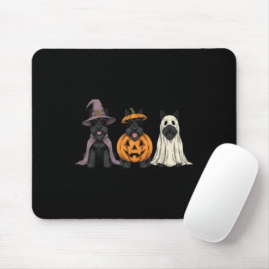 Soky Ghost Scottierrier Pumpkin Halloween Dog Love Mousepad (Mit Mouse)